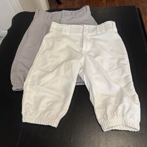 Alleson‎ Athletic Youth White & Gray Baseball Pants Size M Knickers Lot Of 2
